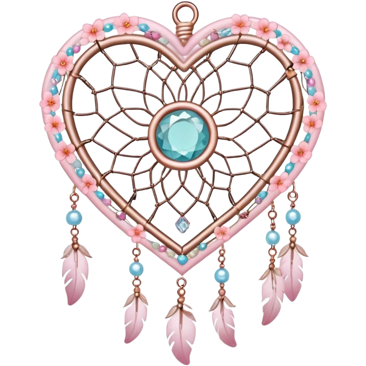 Sakura flower heart Cœur pastel suncatchers gemstones beadspearls crystals dreamcatcher emoji
