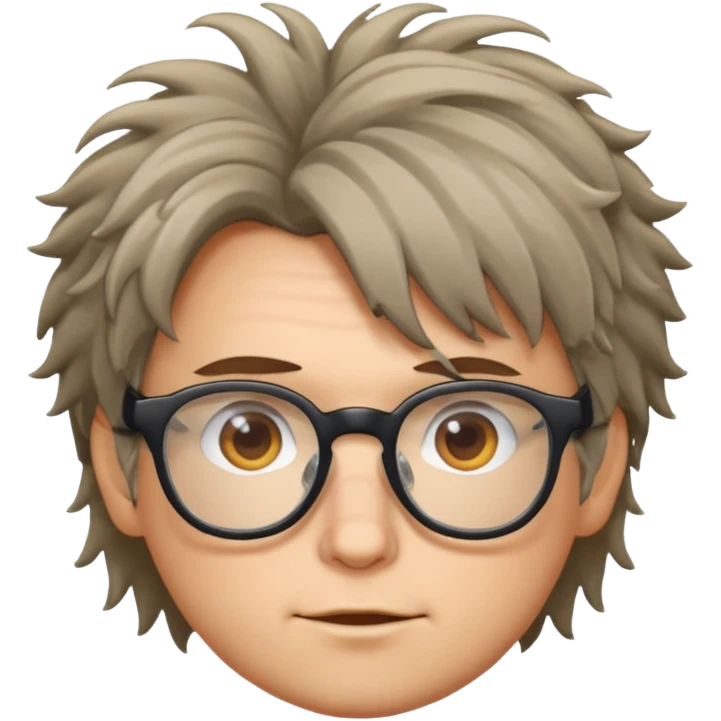 Cabelo bagunçado e oculos emoji