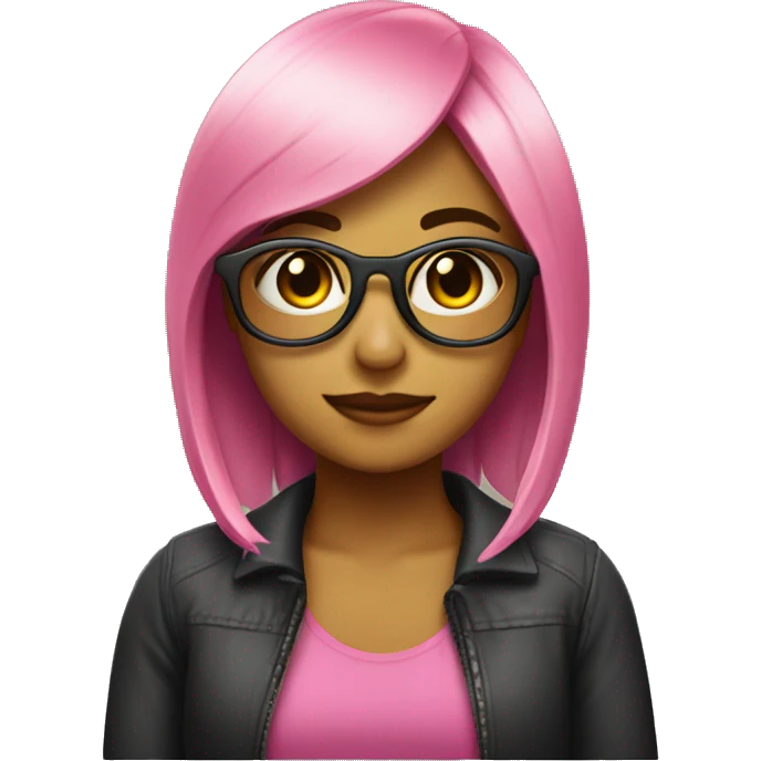 Chica con gafas, con cabello oscuro largo, con pintauñas rosa  emoji
