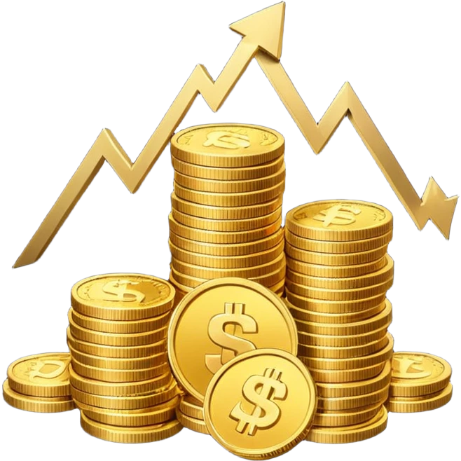 emoji for economy showing stack of coins and rising chart emoji