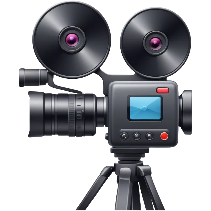 Create an emoji for video shooting. Show a video camera with a recording icon. Use modern, professional colors. Do not include any emojis or smiley faces. Make the background transparent. emoji