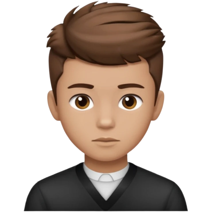 create a fringe haircut boy with a brown hair with hair little up more looking like quiff hairstyle emoji