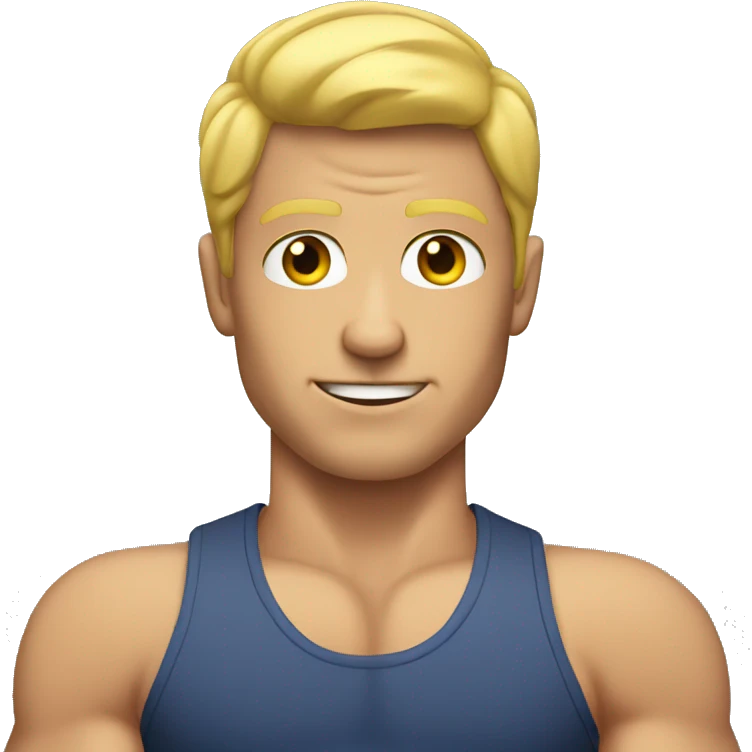 Blonde guy with muscles emoji