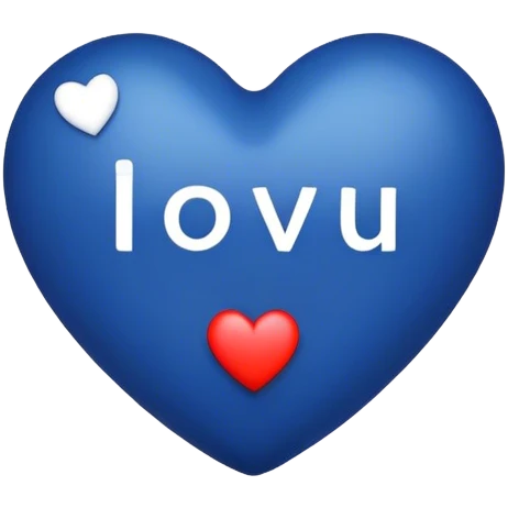 Dark Blue heart either the words I Love You Ry emoji