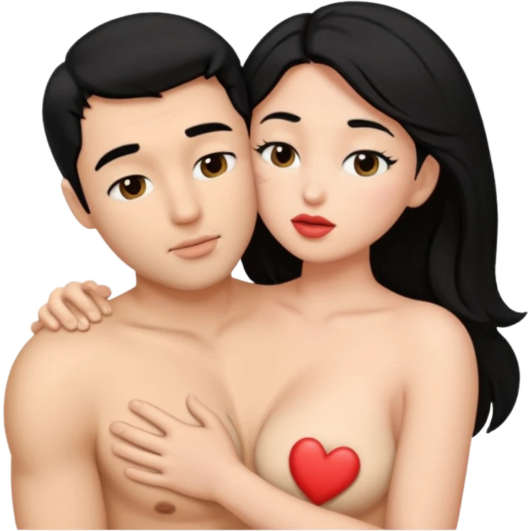 naked couple sex emoji man Kissing & holding boobs couple have black hair emoji