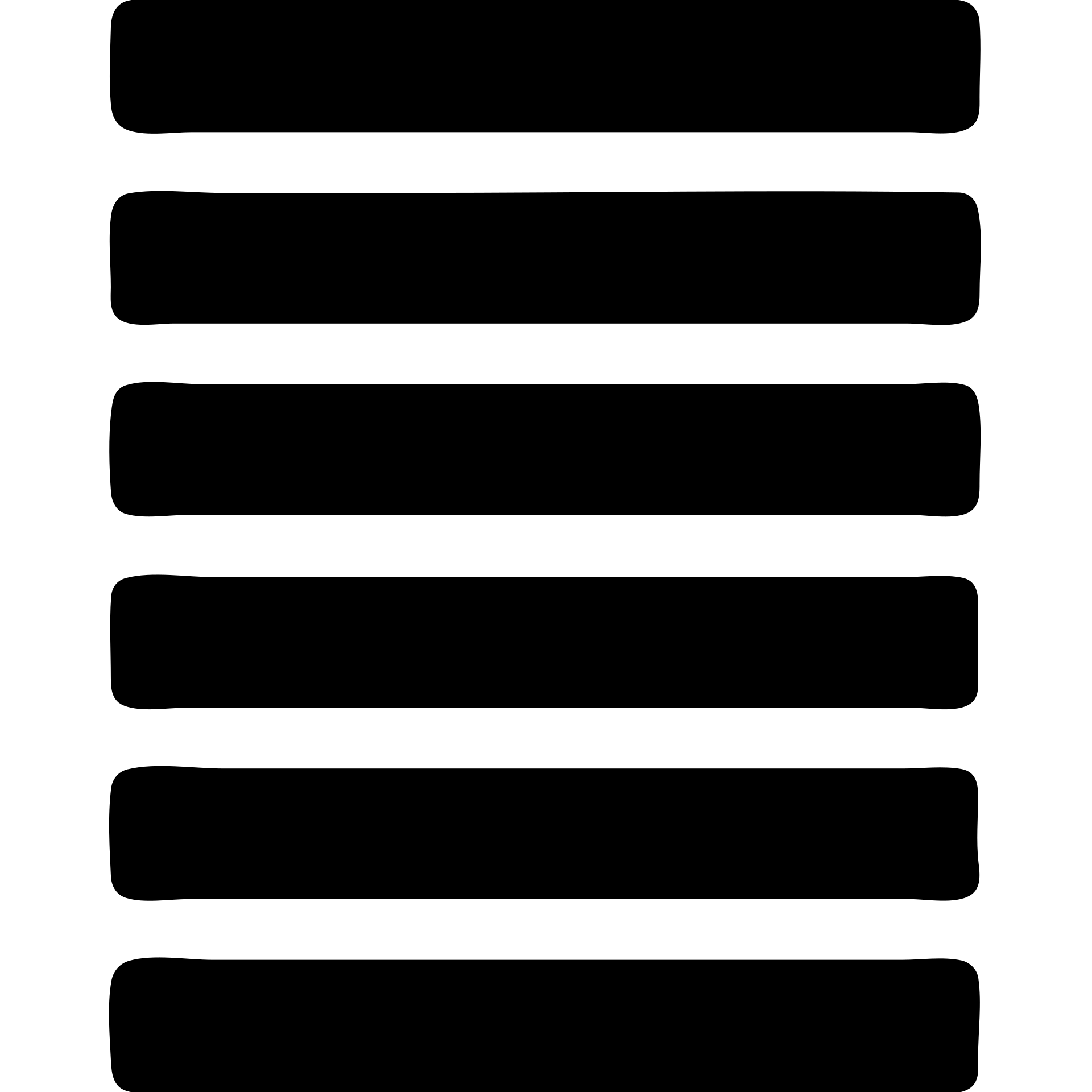 minimal solid white icon for a weekly list on black background, inspired by Netflix UI, simple bold list with seven horizontal lines or blocks, no text, very geometric emoji