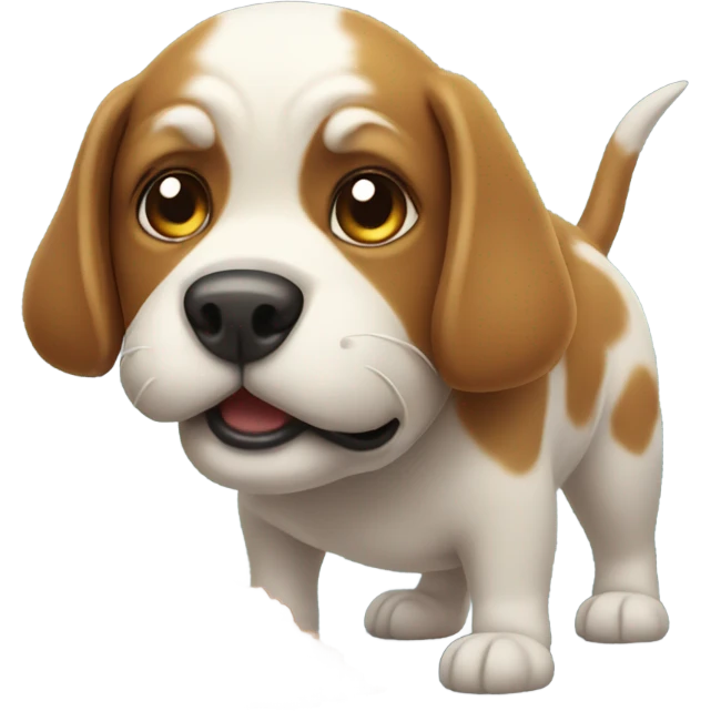 Dog doing a giant poo emoji