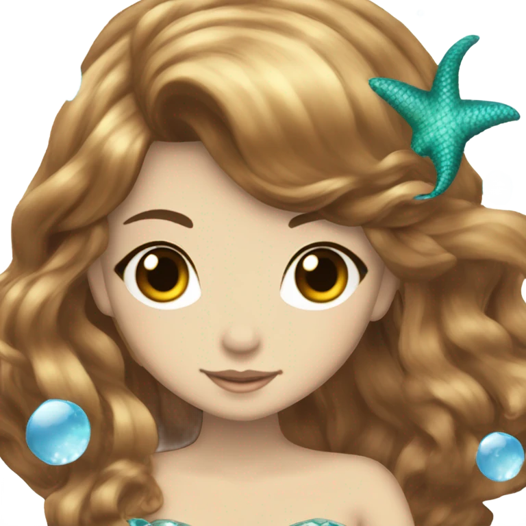 princess mermaid hime gyaru girl, scales, brown hair emoji