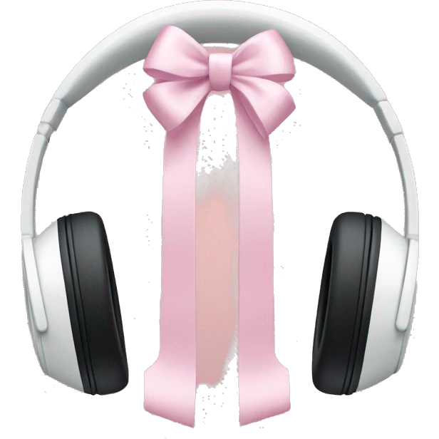 White apple headphones with light pink bows  emoji