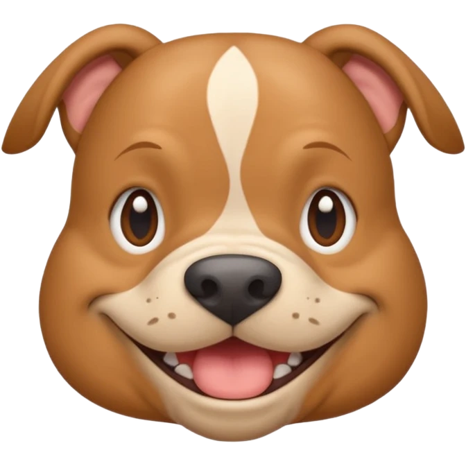light brown pocket bully facing forwards, head and shoulders. smiling emoji