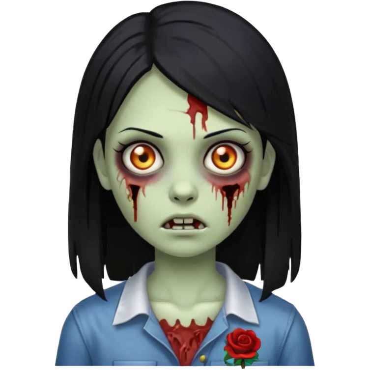 Zombie girl ios 18 with black straight hair emoji