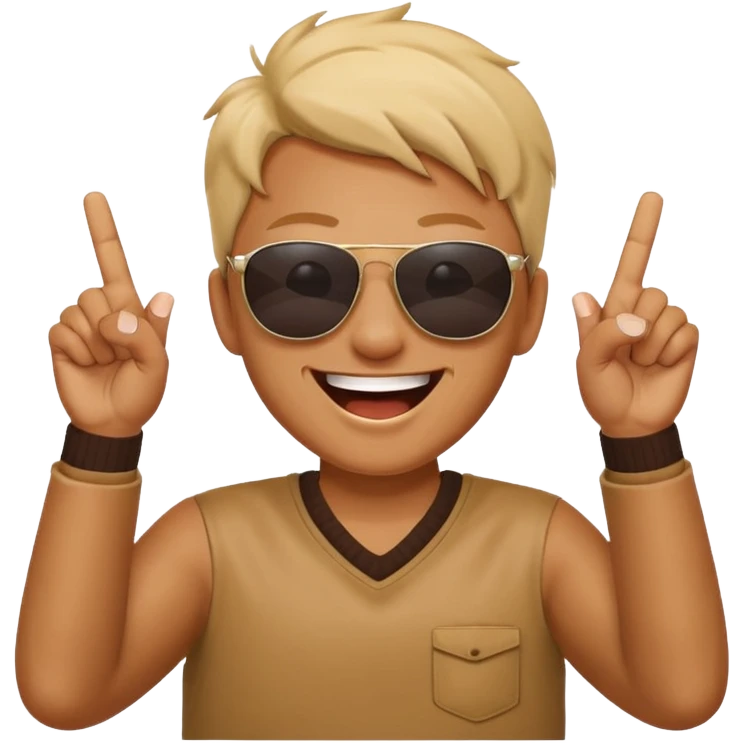 face laughing wearing sunglasses with both hands raised showing middle fingers emoji
