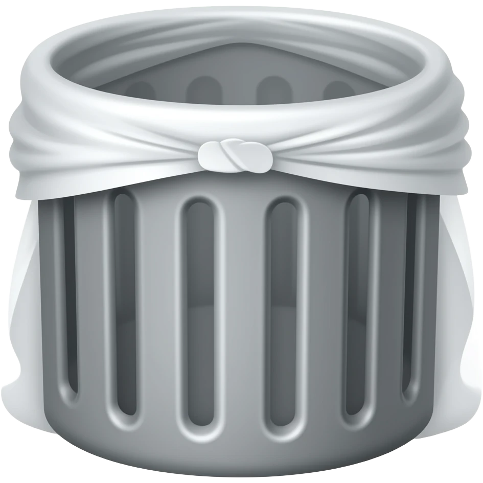oval mouthed trash receptical with white trashbag liner no lid emoji