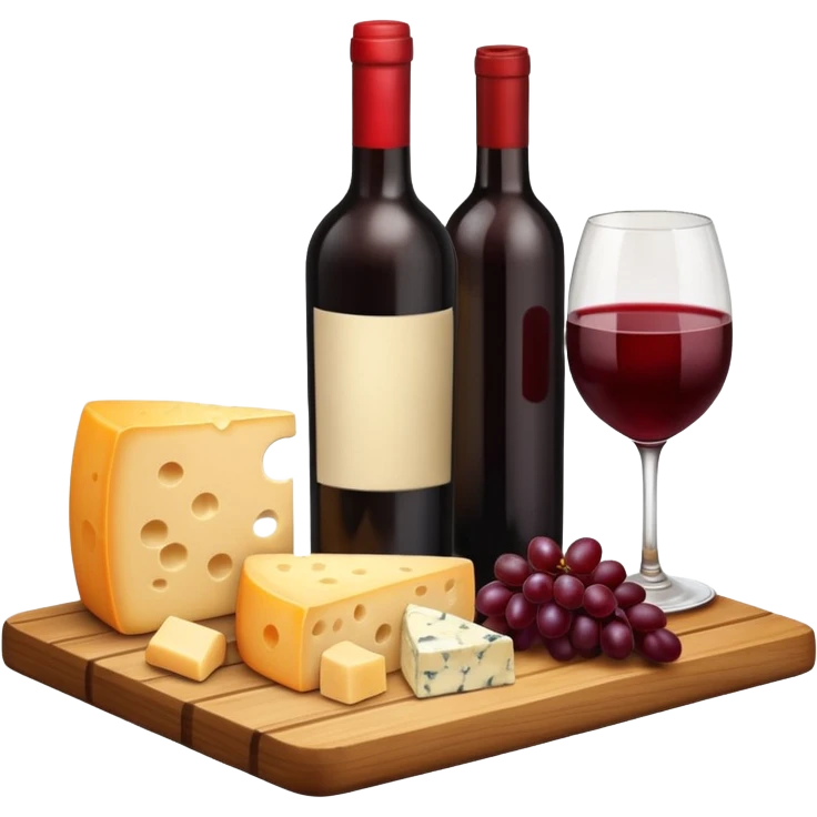 Rotwein und Käse auf ein Holzbrett emoji