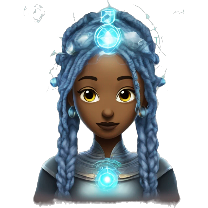 Technomancy Goddess is a mystical being who controls both magic and technology. She can cast spells on technological networks. Her powers blend the ancient art of magic with advanced cybernetics and technology. She can command machines emoji