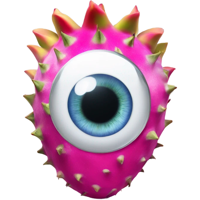 3D elegant Pitahaya with large shiny eyes 👀 one hand holds the mirror with its reflection 🪞 emoji