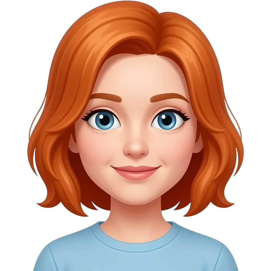 Asi pero con pelo cm rojizo naranja emoji