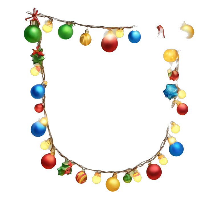 Single strand Christmas garland with lights and ornaments  emoji