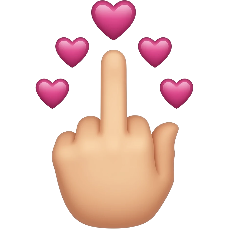 Middle finger with hearts emoji