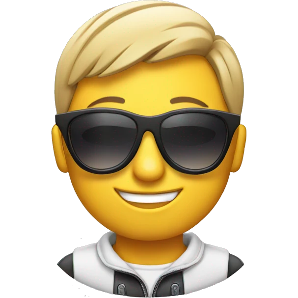 cool smiling with sunglasses holding a fie emoji