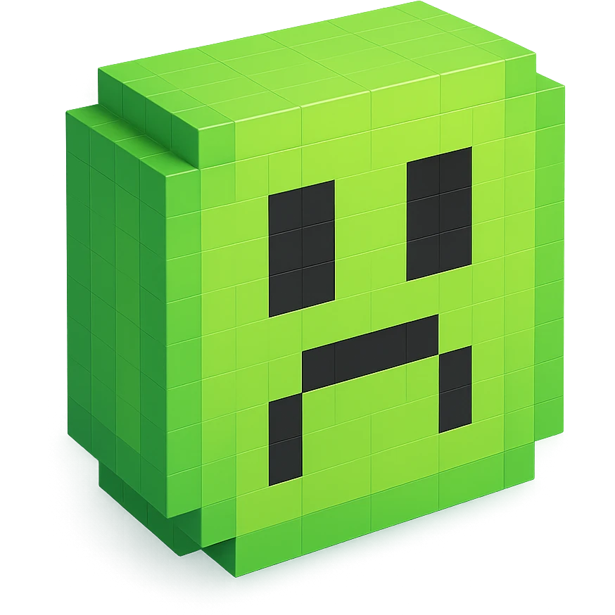 Green minecraft face emoji