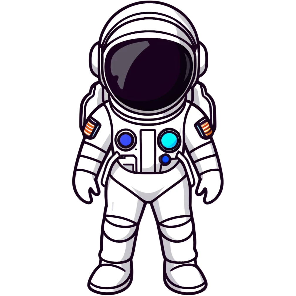 Futuristic female astronaut in a high-tech spacesuit, sleek helmet with reflective visor, detailed sci-fi armor, standing pose, science fiction aesthetic emoji