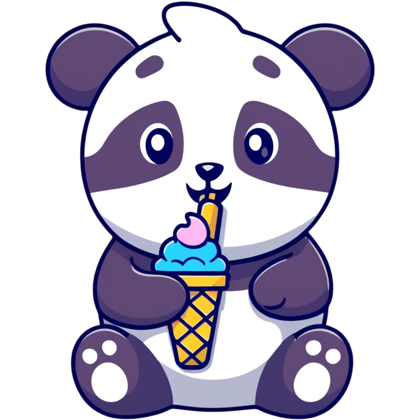 Panda eating ice cream emoji