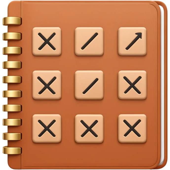 modern elegant planner with checkmarks emoji, 3D style, soft terracotta, beige or pink and gold, clean design emoji