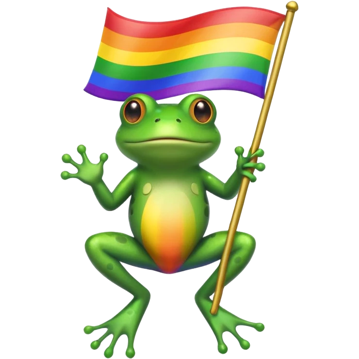 Frog holding pride flag emoji