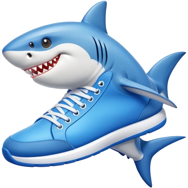 Shark with blue sneakers on emoji