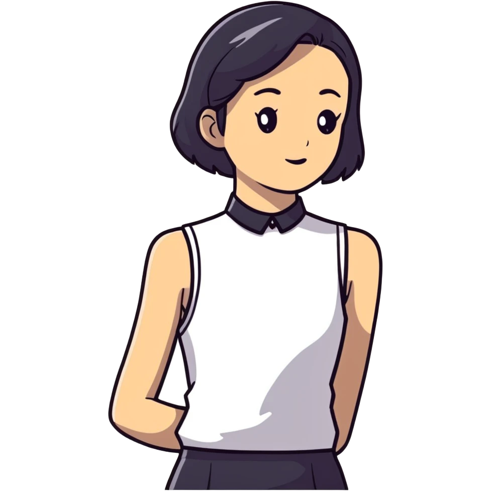 red sleeveless top with a darker collar on a girl emoji