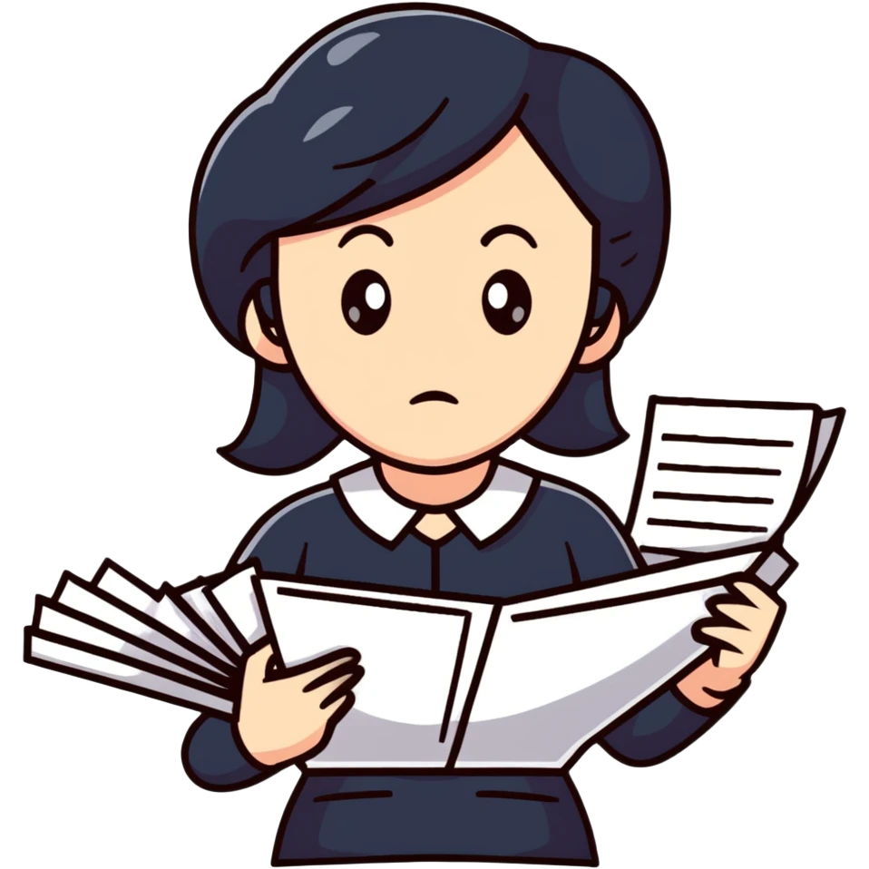 stressed teacher woman with papers emoji