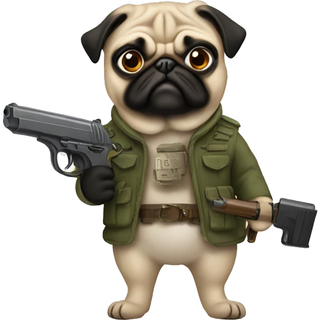 pug with gun emoji