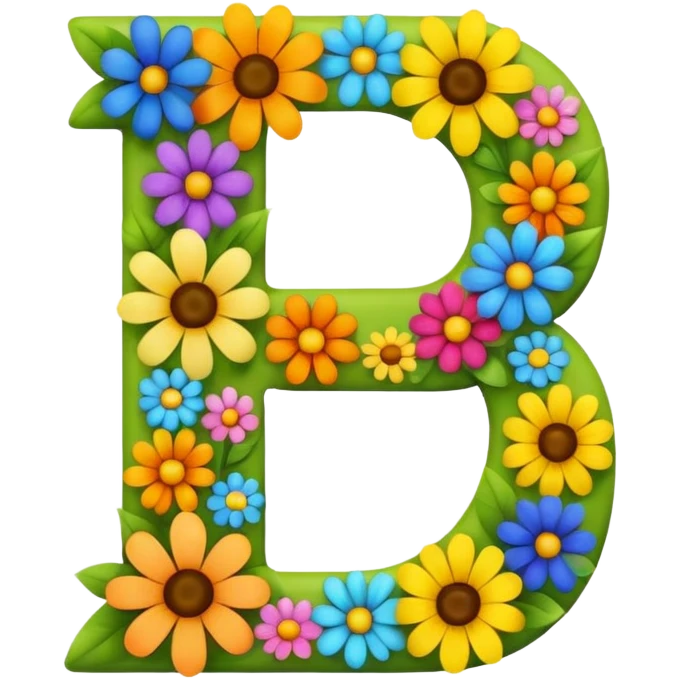 number 7 formed from a variety of flowers, emoji style emoji