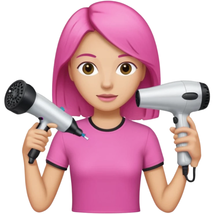 peluquera con camiseta rosa y secador en la mano emoji