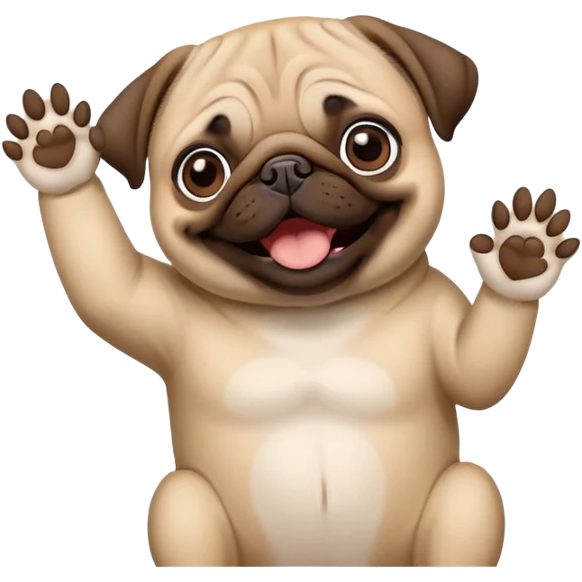 pug waving his paw emoji