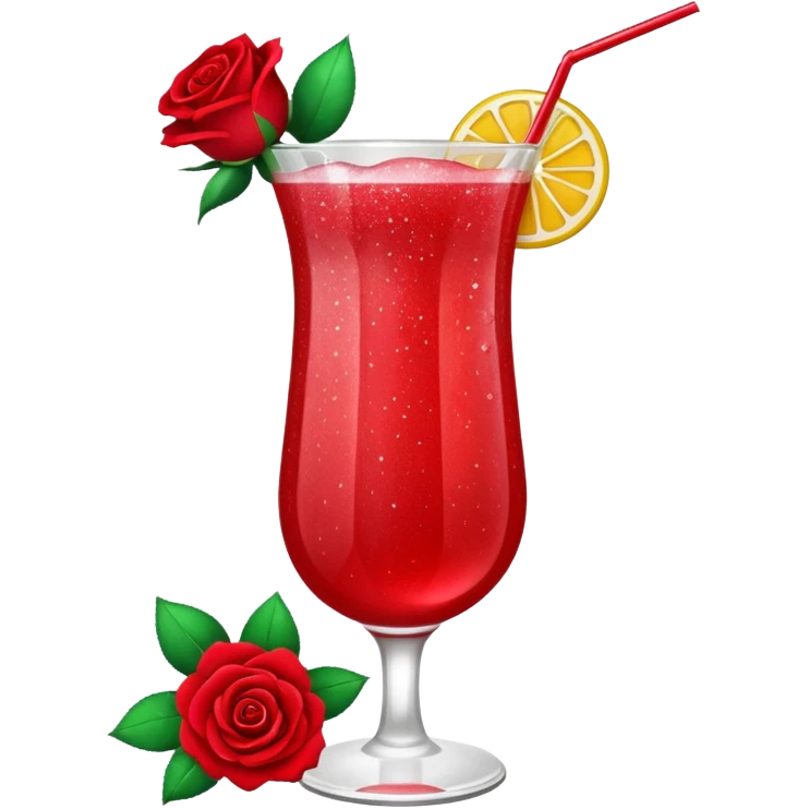 Glittery with roses red mocktail emoji