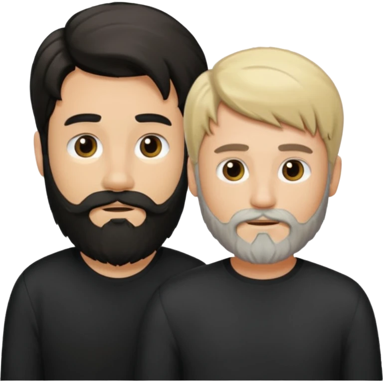 Man with a beard and long hair black gathered with another short-haired blond man whitout beard emoji