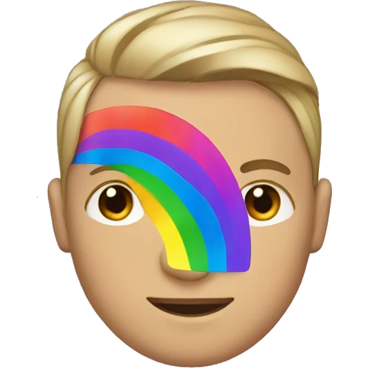 Individual white Gay man with rainbow hair emoji