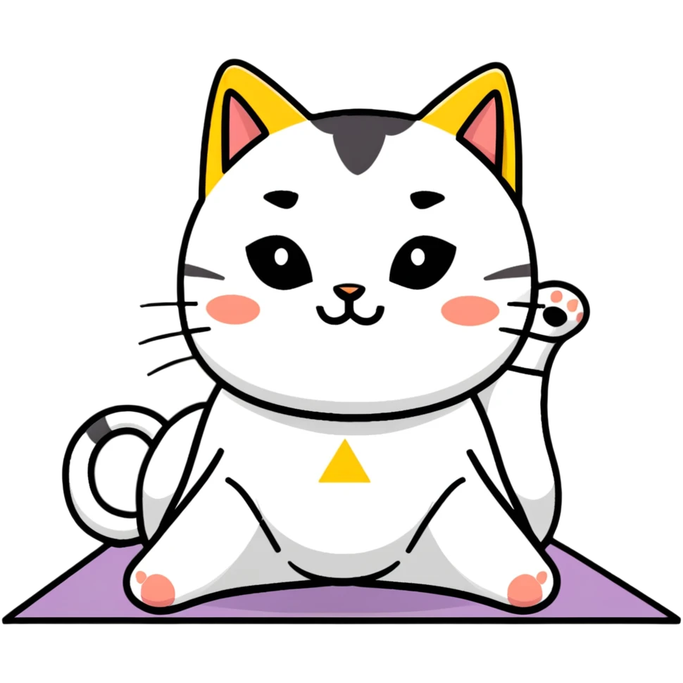 cat in downward dog yoga pose, triangle pose with raised hips emoji