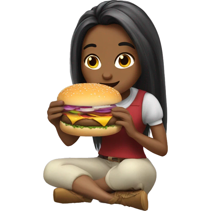 Rapunzel eating a burger emoji