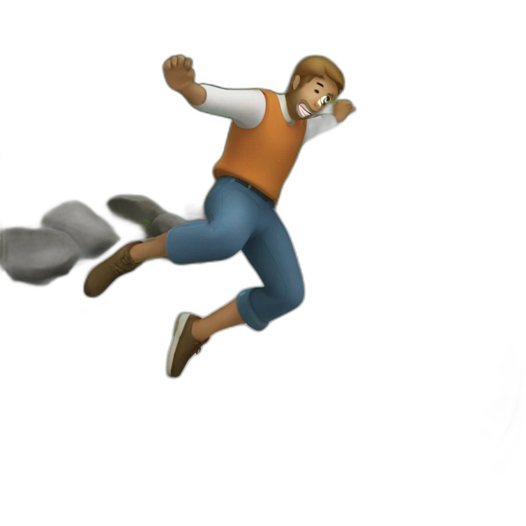Man jumping over creek emoji