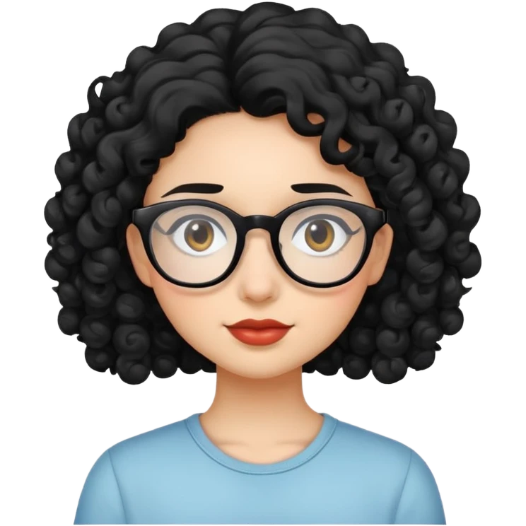 girl with curly black hair and glasses emoji