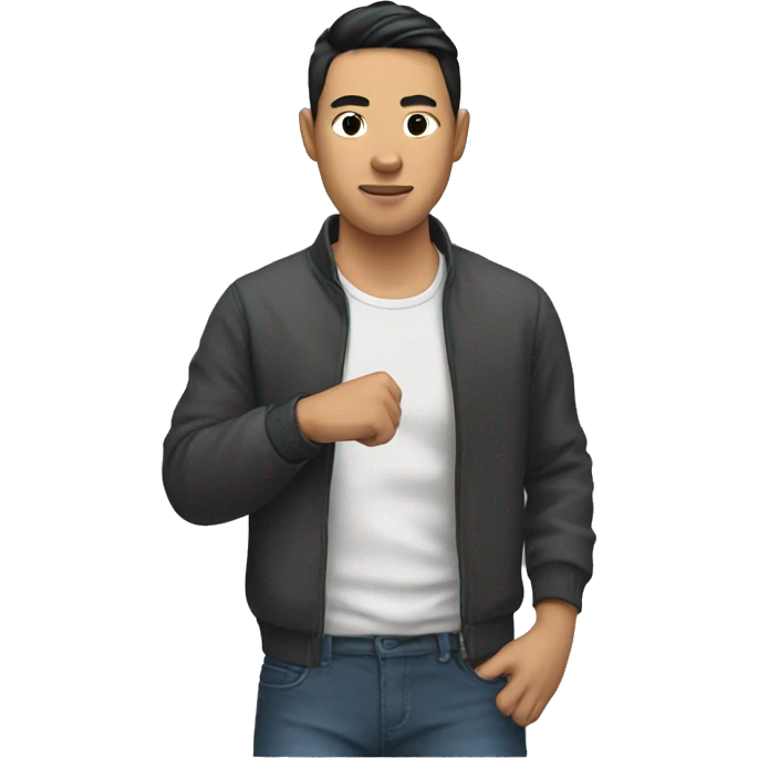 asian man with wristrock on his shirt emoji