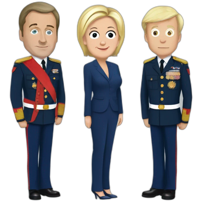 Marine le Pen Macron et Eric zemoure emoji