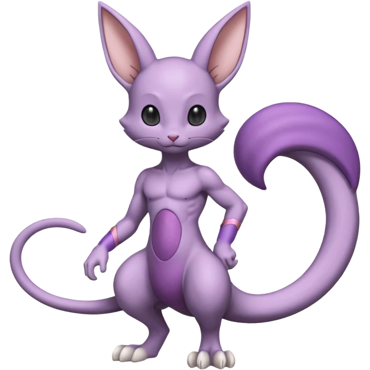 Pastel dull greyish anthropomorphic digitigrade Beerus-Mewtwo-Venom-Espurr-Minccino-Fakémon-hybrid-ET-species-creature, full body  emoji