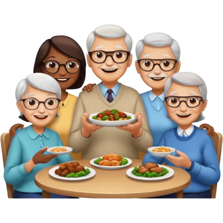 4 elderly people having dinner emoji
