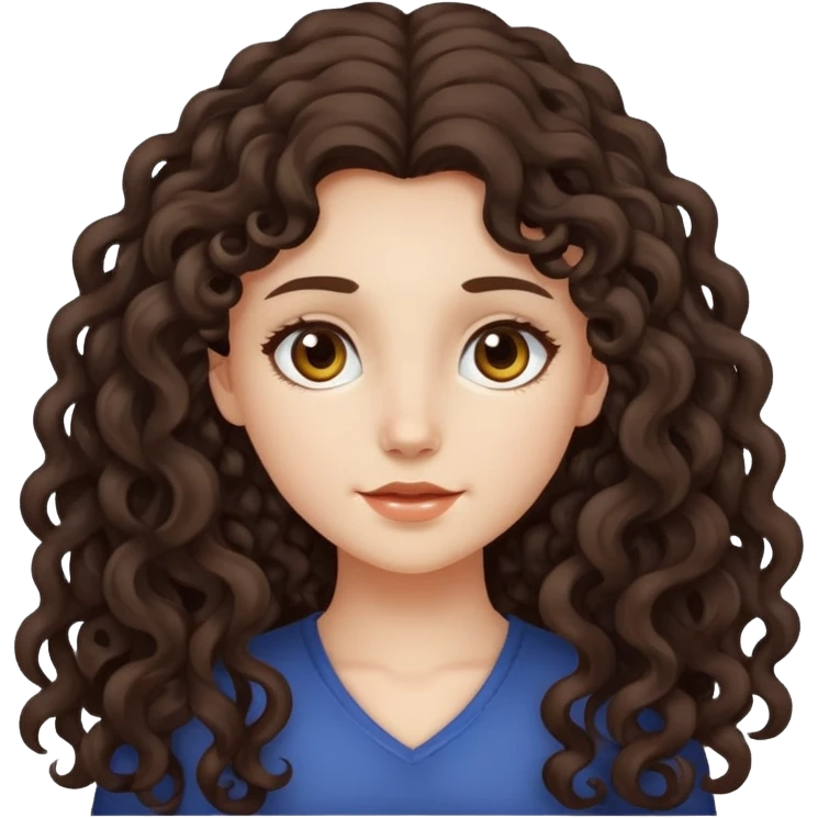 Ragazza carnagione chiara, capelli ricci lunghi, scuri emoji