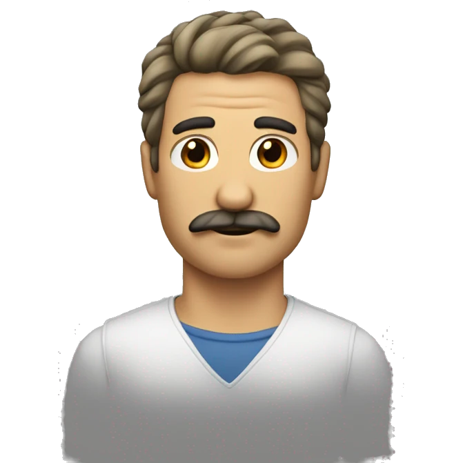 man with back hair, and an small black rectangular mustach emoji