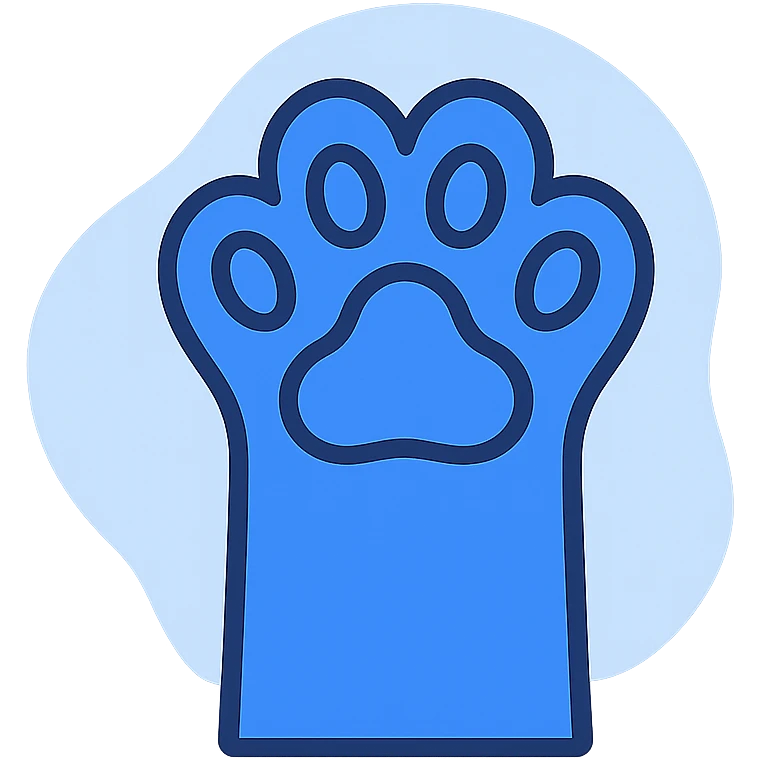 cat paw, playful and abstract, blue color emoji